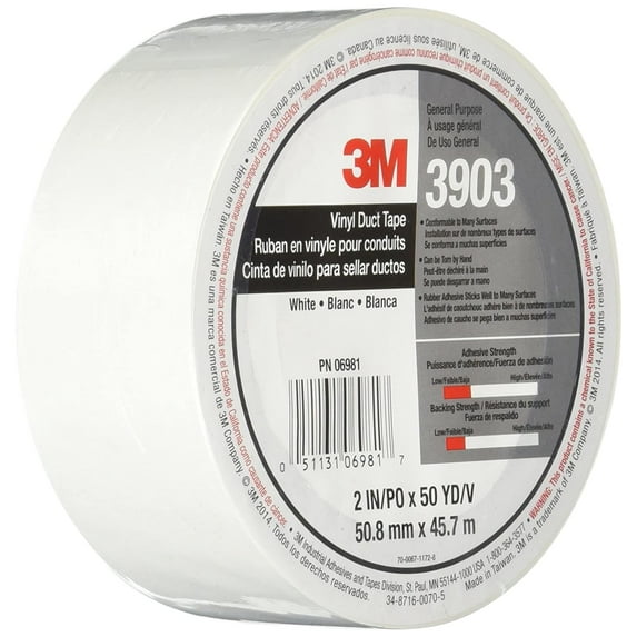 3M 3903 Vinyl Duct Tape 2" x 50 yds White 3903WH24