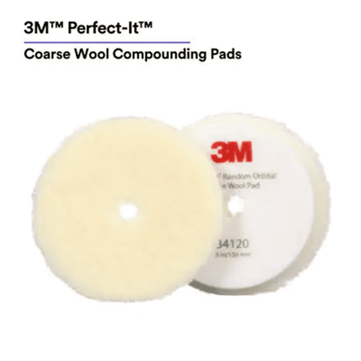 3M 5-Inch White Wool Random Orbital Compounding Pads