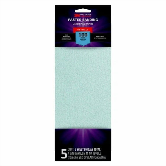 3M 4-3/16 In. X 11-1/4 In. 100 Grit Drywall Sanding Sheets (5-Pack)