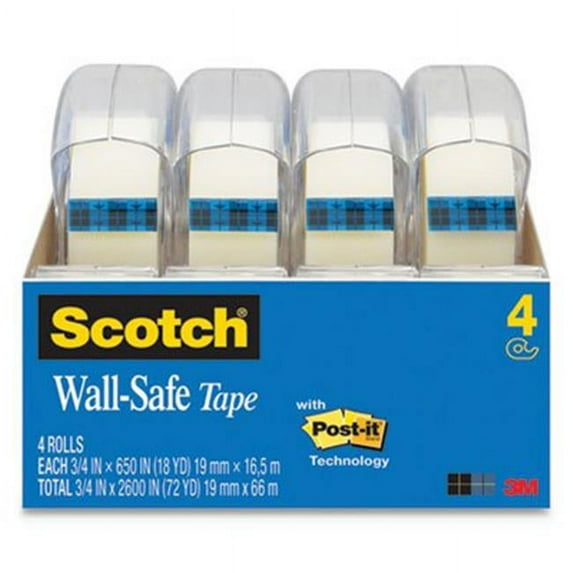 3M 4183 1 in. Core Wall-Safe Tape, Clear - 4 per Pack