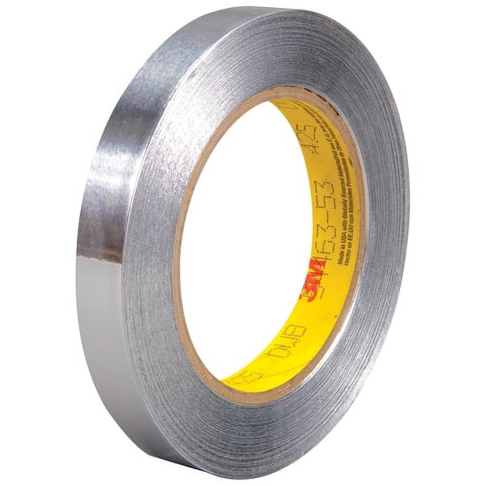 3M 425 Aluminum Foil Tape, 4.6 mil, 1/2 x 60 yds., Silver, 72/Case