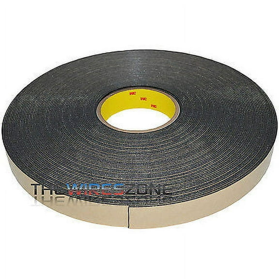 3M 4496B 1" x 36 Yards Black Double Sided Coated Polyethylene Foam Adhesive Tape
