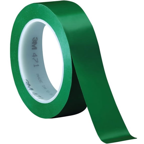 3M™ 471 Vinyl Tape, 3" Core, 1" x 36 Yd., Green, Case Of 3