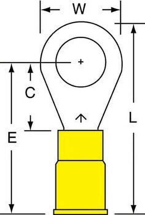 3M 5/16" Stud Size 12-10 AWG Vinyl Insulated Butted Seam Ring Terminal 100PK