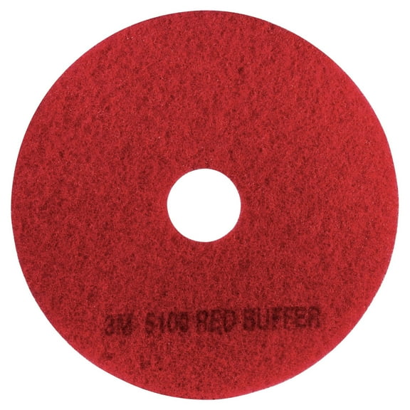 3M 5100 Buffer Floor Pads, 20" Diameter, Red, Box Of 5