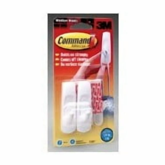 3M 51131651418 Adhesive Hooks - Medium White Hook