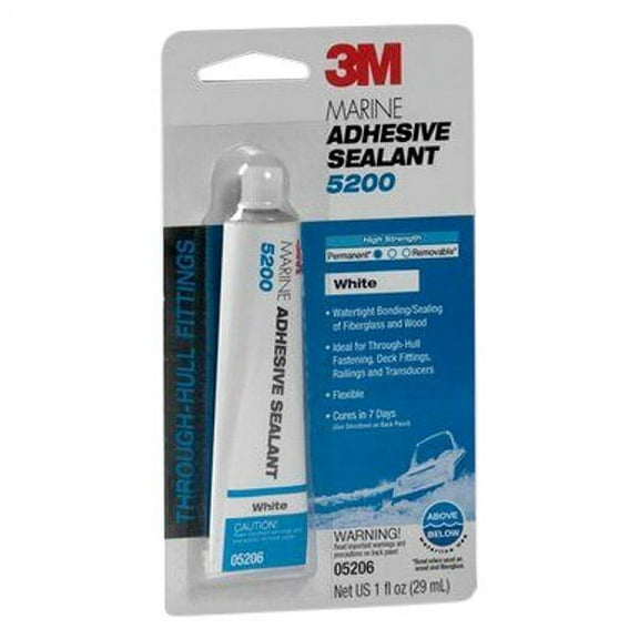 3M 5200 Polyurethane, White Marine Adhesive Industrial Sealant, 1 oz