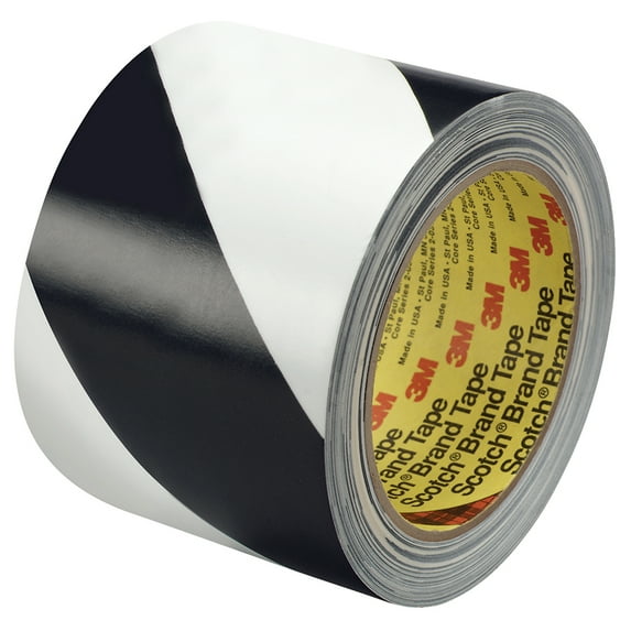 3M 5700 Striped Vinyl Tape 5.4 Mil 3" x 36 yds. Black/White 12/Case T9685700