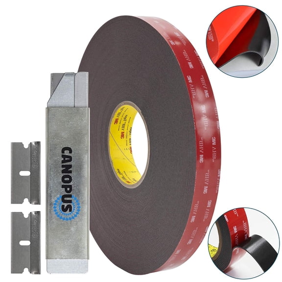 3M 5952 VHB Double Sided Tape - Heavy Duty Mounting Adhesive Tape Converted from 3M VHB, (1 in x 15 ft) with Box Cutter (1PC) and Razor Replacement (2PCs)