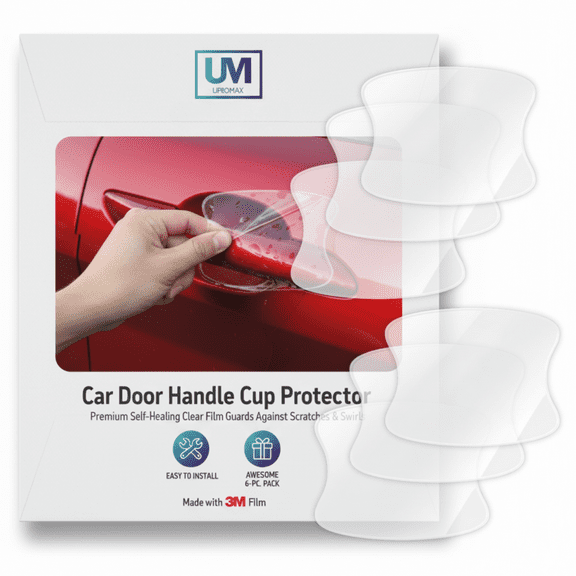 3M-6-Pack Car Door Handle Cup Protector Clear Film | Self-Healing Paint Protection Decal Anti Scratch Guard | Universal Fit Vehicles, SUV, Truck