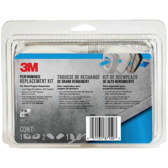 3M 6022P1-DC Paint Project Respirator Kit, OV/P95 - Quantity 5 — Interior & Exterior Use, Professional Finish