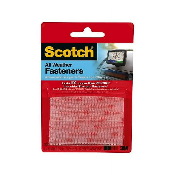 3M 64284 Scotch All-Weather Fasteners, 1 Inch x 3 Inches, Strips, Clear (2 Pack)