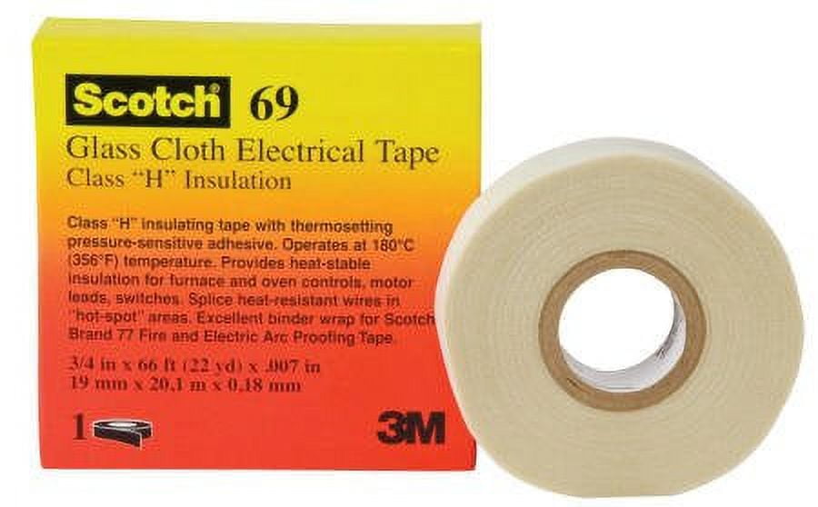 3M 69 (1/2"X66FT) TAPE, INS, GLASS CLOTH, WHITE 0.5INX66FT