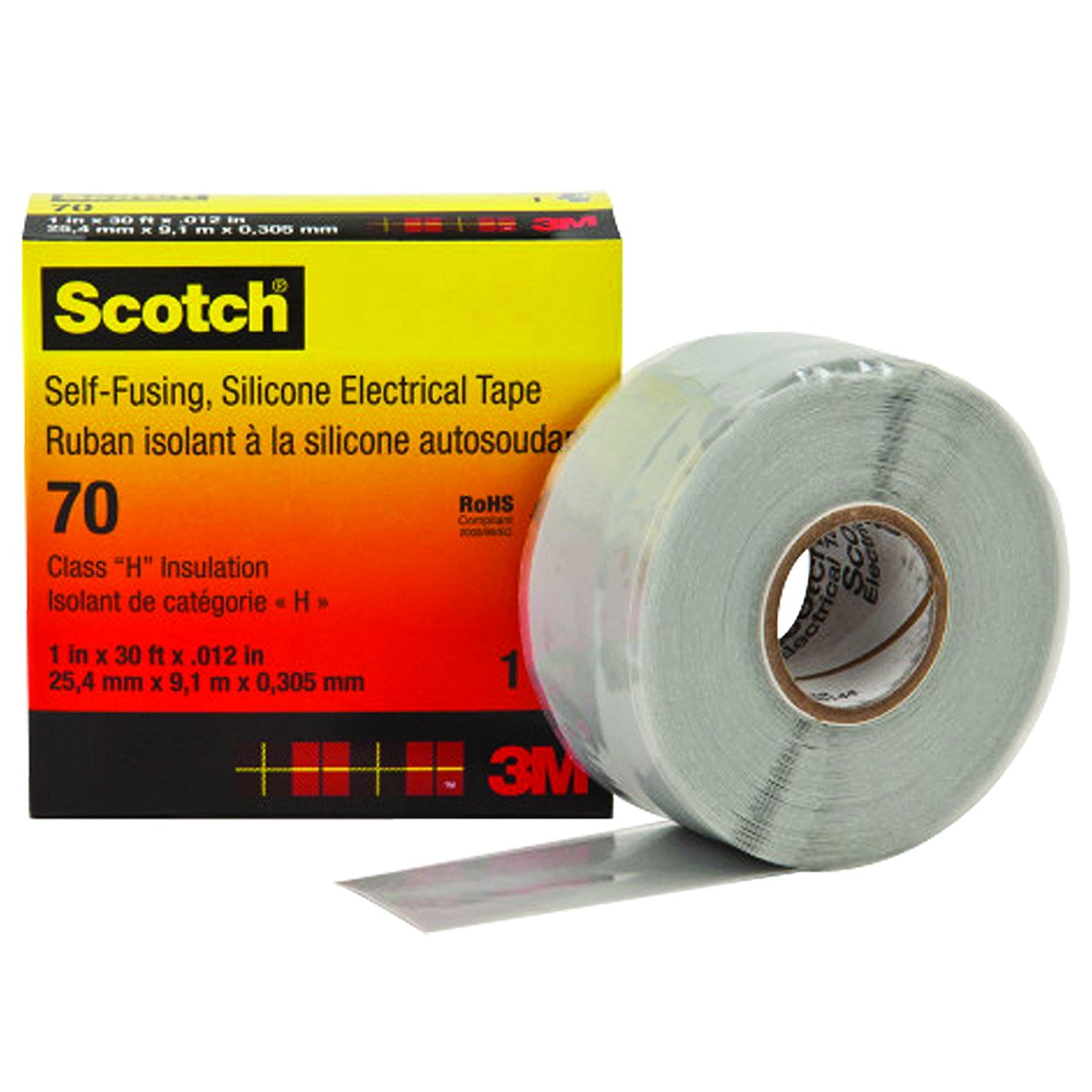 3M 70 Silicone Rubber Electrical Tape, , 1" x 30'