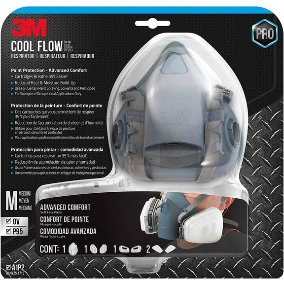 3M 7512PA1-A-PS Professional Paint Respirator, Medium