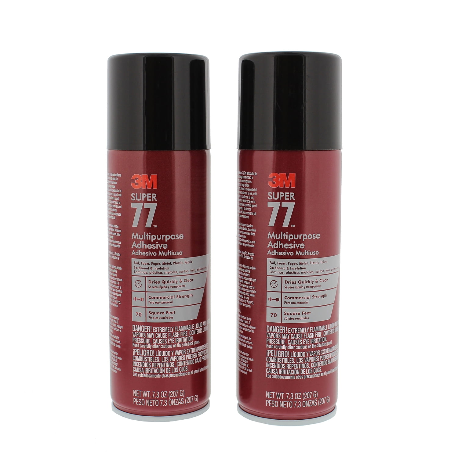 3M 76098 Super 77 Multipurpose Spray Adhesive, 7.3 oz, 2 Pack