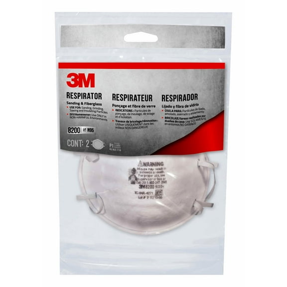 3M 8200 Sanding and Fiberglass Respirator, N95, (2-Pack)