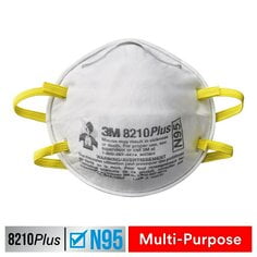 3M 8210 Plus Performance Sanding and Fiberglass Respirator 8210PH3-DC, 3 eaches/pack, 12 packs/shipper