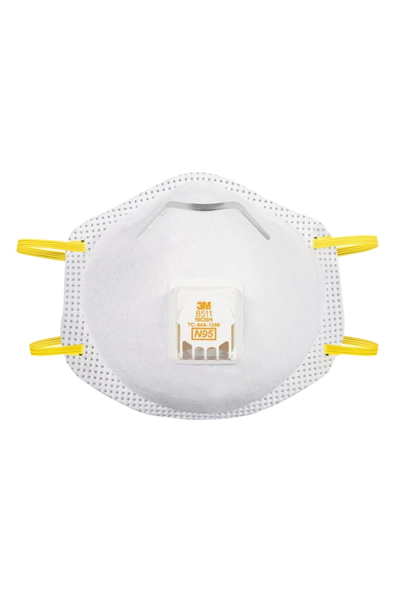 8511 Cool Flow N95 Mask, Valve Respirator, Stretchable, White, 2 Pack