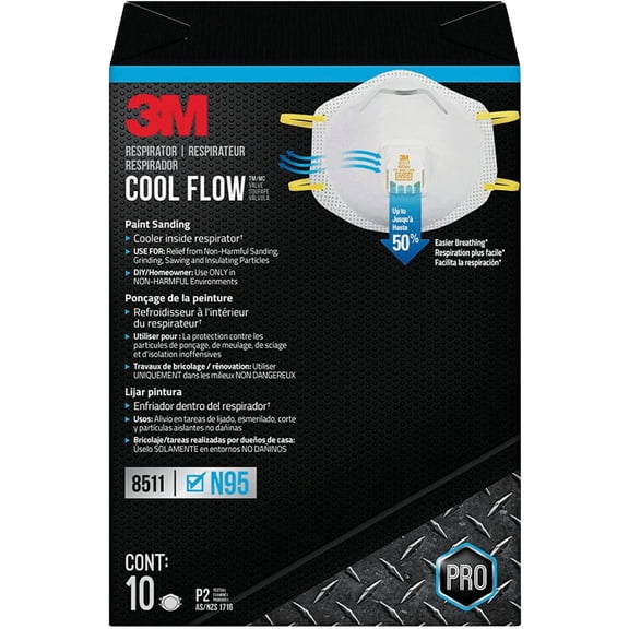 3M 8511 Particulate N95 Respirator with Valve, 10-Count, 2-PACK