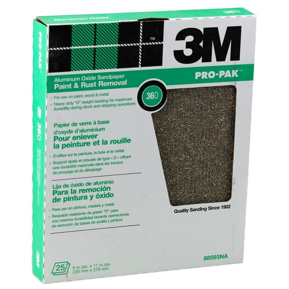 3M 88593NA-15 25 Sheets 9" X 11" Aluminum Oxide Sandpaper Pack of 15
