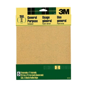 3M 9001NA 9" x 11" Fine Grit Sandpaper, 5 Pieces