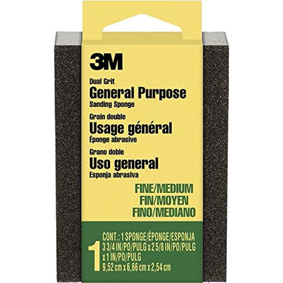 3M 908-ESF 3-3/4" x 2-5/8" x 1" F/M Sanding Sponge - 24ct. Case  Residential Use, Standard Application