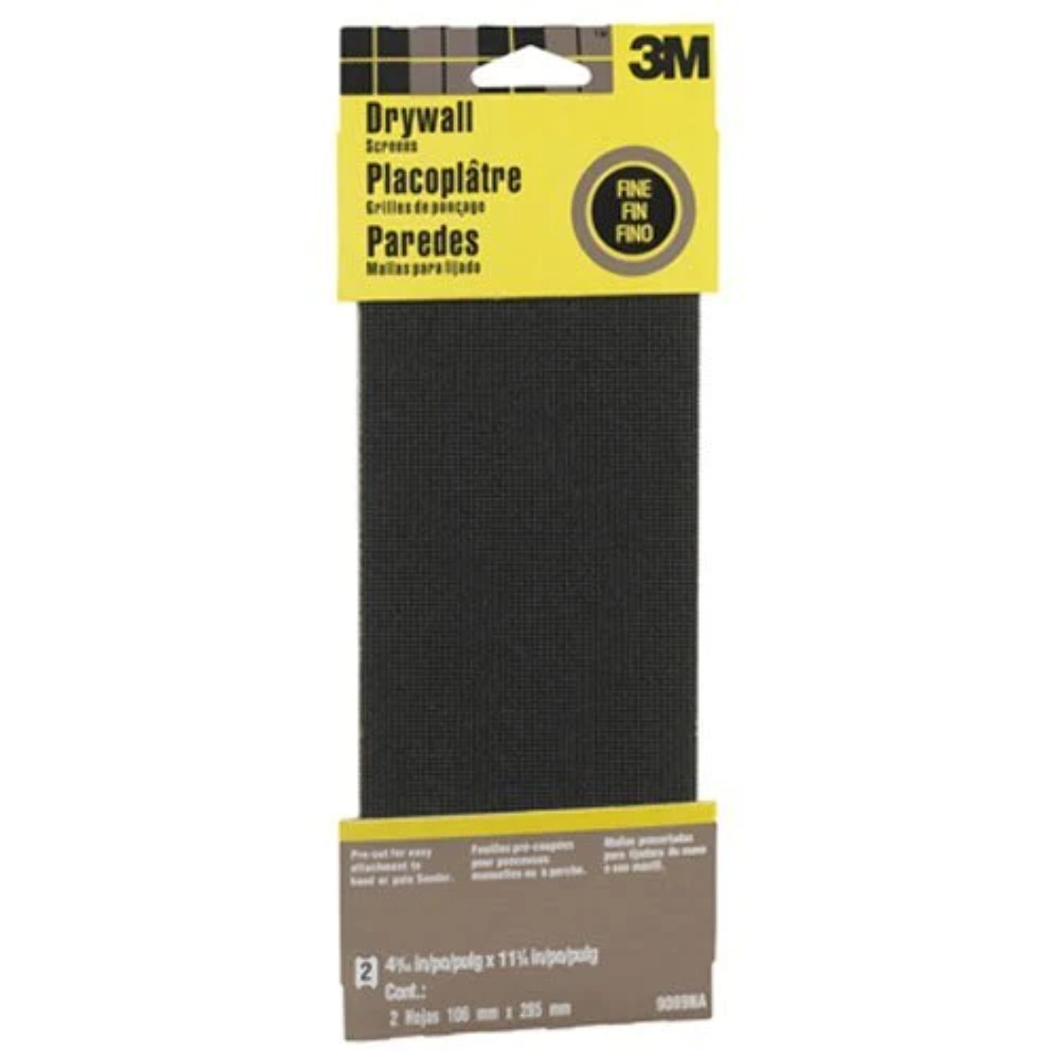 3M 9089NA Drywall Sanding Screen, 4 3/16in x 11 1/4 in, 2Sheet Fine