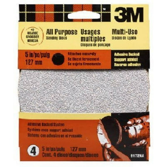 3M 9172 4-Pack 5-Inch Coarse-Grit All-Purpose Power Sanding Disc