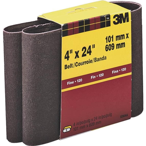 3M 9280 Sanding Belt 120-Grit Fine 24 in L 4 in W Aluminum Oxide