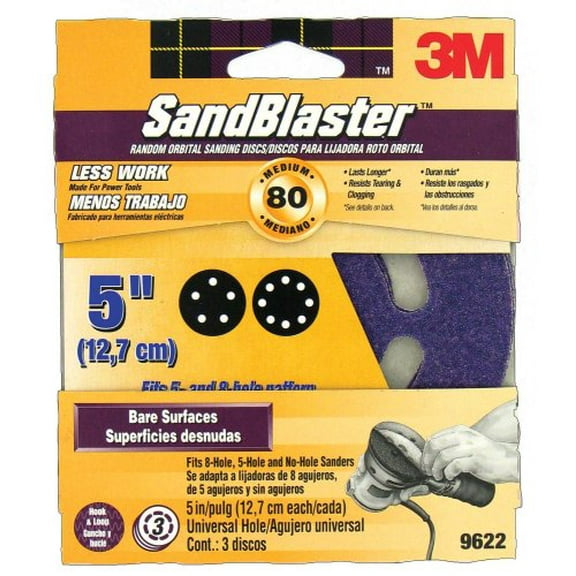 3M 9622 SandBlaster 5-Inch 80 Grit Sanding Disc