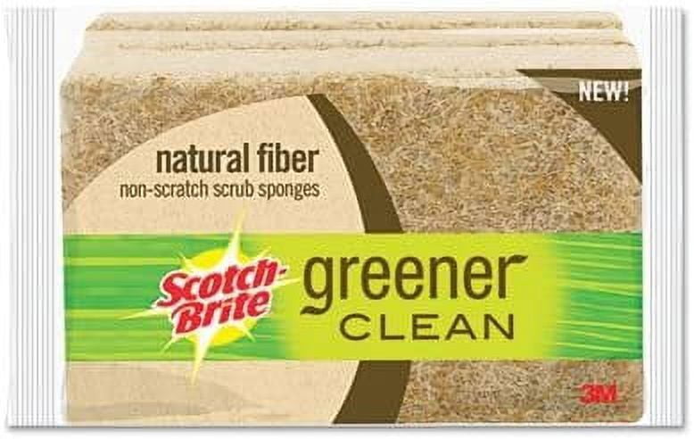 Rectangle Srub 3M Greener Clean Natural Fiber Non-Scratch Scrub Sponge - Rectangular ...