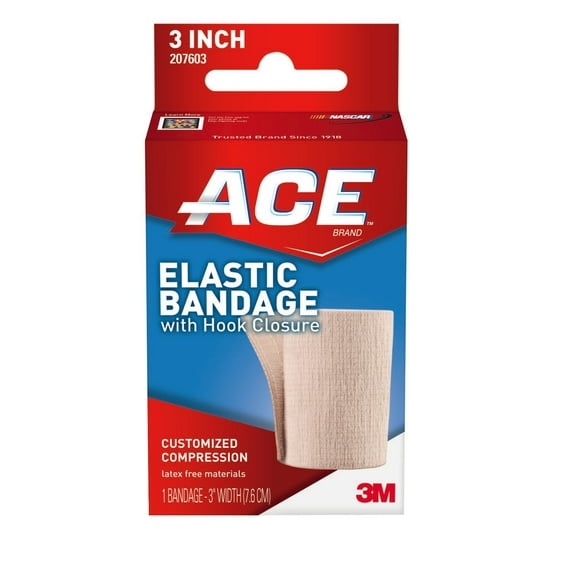 3M ACE Single Hook and Loop Closure Elastic Bandage, 3 Inch Width, 3M 207603, 1 Count