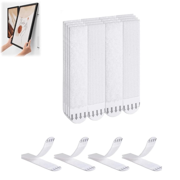 3M Adhesive Hook and Loop Strips Heavy Duty, 24-Pairs(48 Strips) Double-Sided Sticky Picture Hanging Kit, Picture Hangers for Walls, Picture Hanging Hooks Without Nail, Removable Damage Free