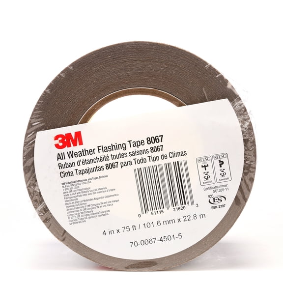 3M All Weather Flashing Tape 8067 Tan, 4 in x 75 ft, 12 rolls per case, Slit Liner (2-2 Slit)