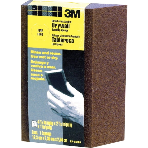 3M Angled Sanding Sponge, Fine Grit, Use Wet or Dry, Great For All Purpose Sanding, Washable & Reusable, Use For Interior & Exterior Project, Angled Sanding Pad For Perfect Corner/Detail Work (CP-042
