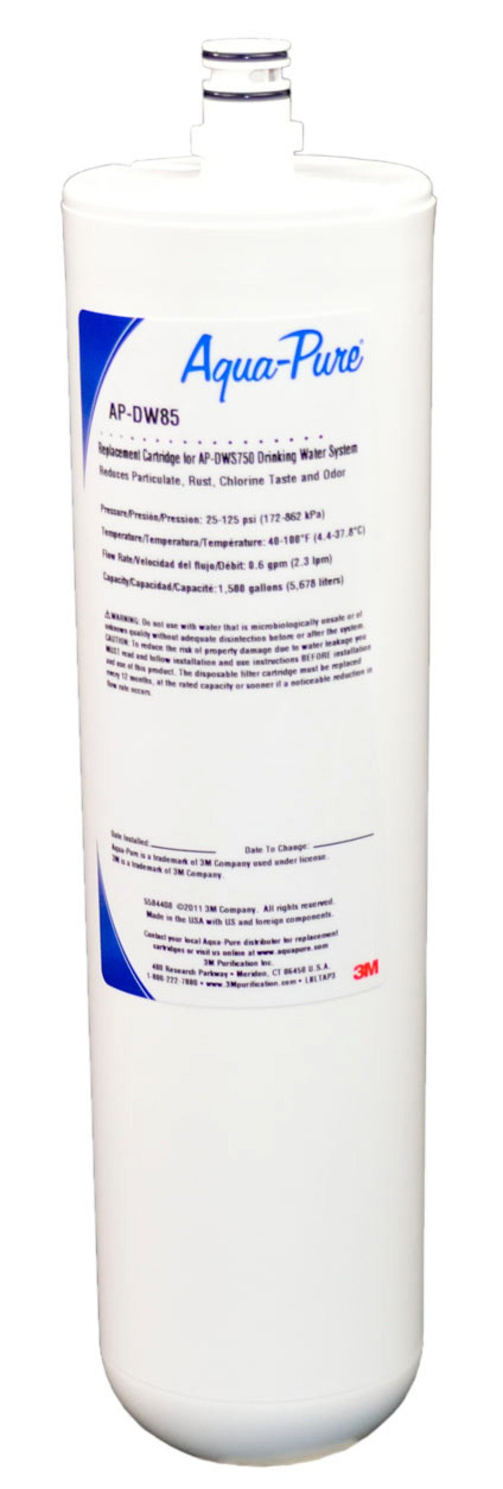 3M Aqua-Pure Under Sink Dedicated Faucet Replacement Water Filter Cartridge AP-DW85, 5584408, 6 Per Case