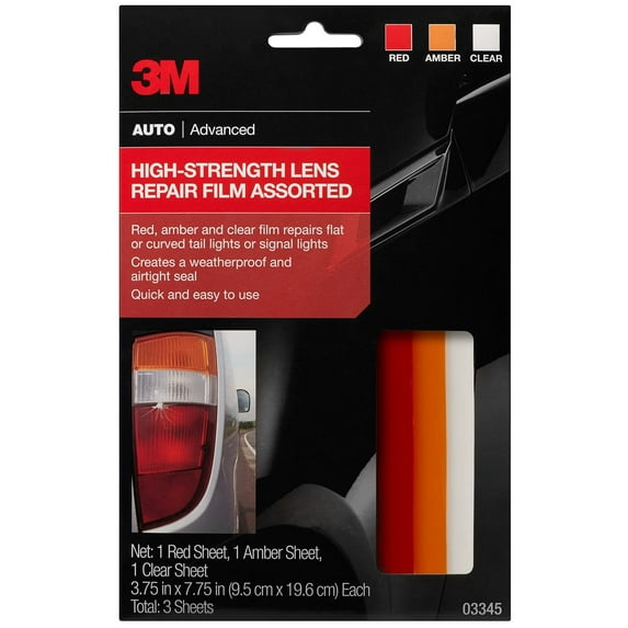 3M Auto Advanced Assorted High-Strength Lens Repair Film Sheets, 3 Count Pack
