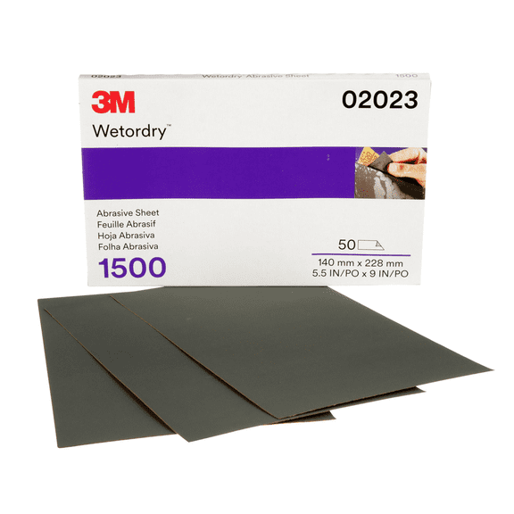 3M 2023 Abrasive Sheet, Full Sheet Size for Dust Nib Removal and Light Sanding, Fast Cutting Performance, Tear Resistant Backing, Surface Preparation Applications