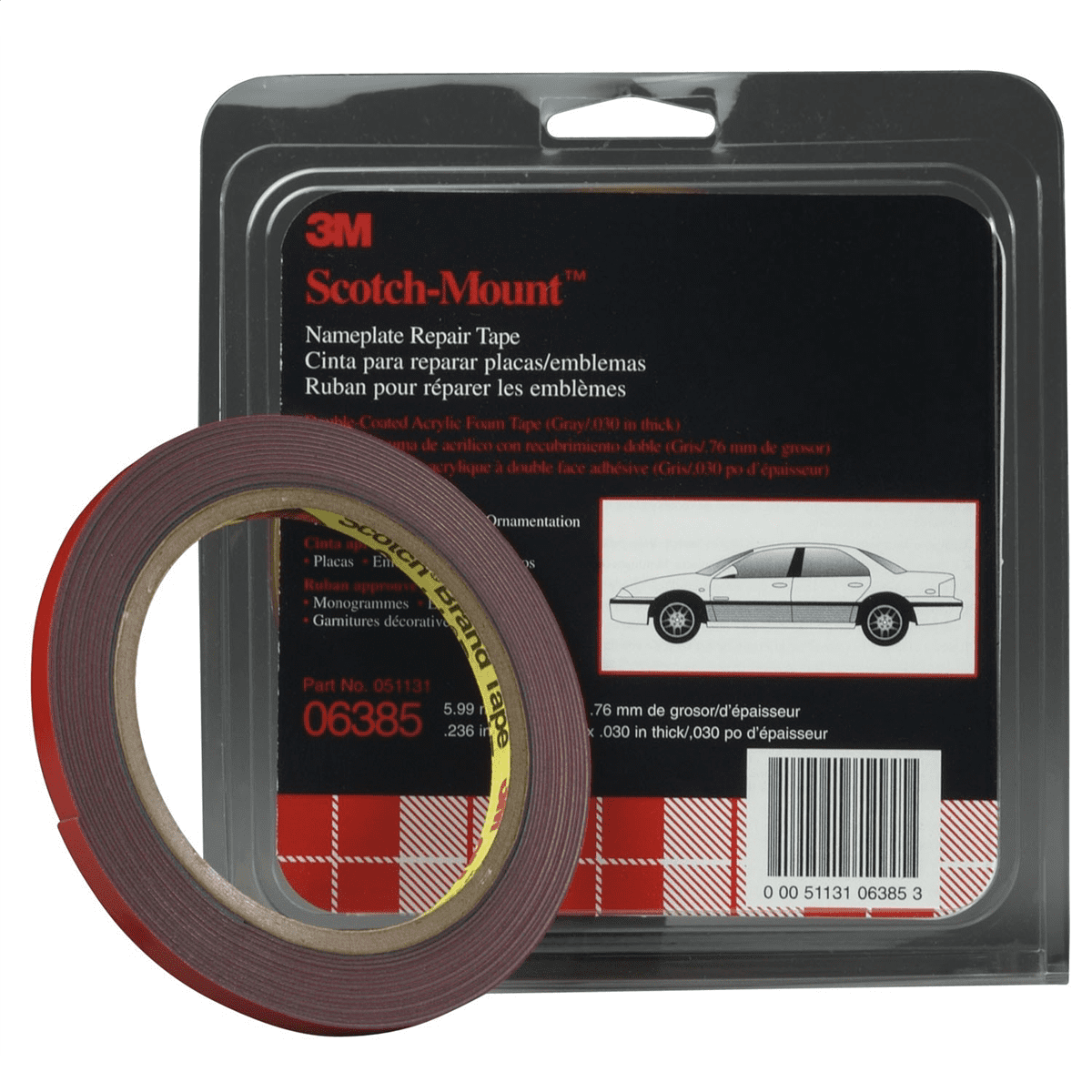 3M Automotive Emblem Press-In-Place Adhesive Tape, 2 x 12