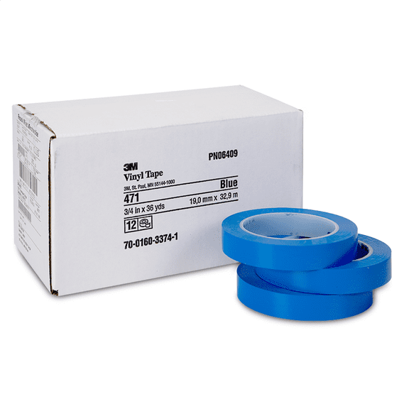 3M Automotive 6409 Scotch Plastic Tape 471, Blue, 3/4" x 36 yds