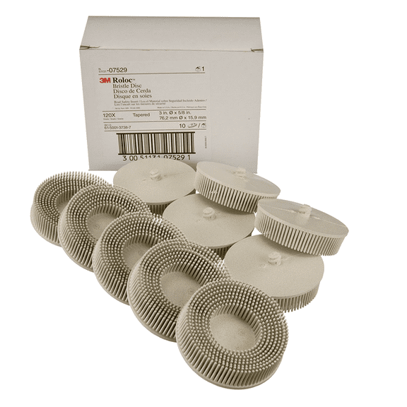 3M 7529 Bristle Brush Abrasive Wheel for Aluminum Replaces Scrapers Wire Wheels and Chemical Gasket Strippers Non Sparking Design 18000 RPM Max Use with 3M Roloc Holder 05540 for Surface Prep