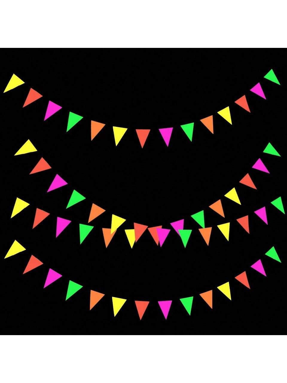 3M Big Size Neon Glow Flag Banner, 5-Color Black Light Reactive Paper ...