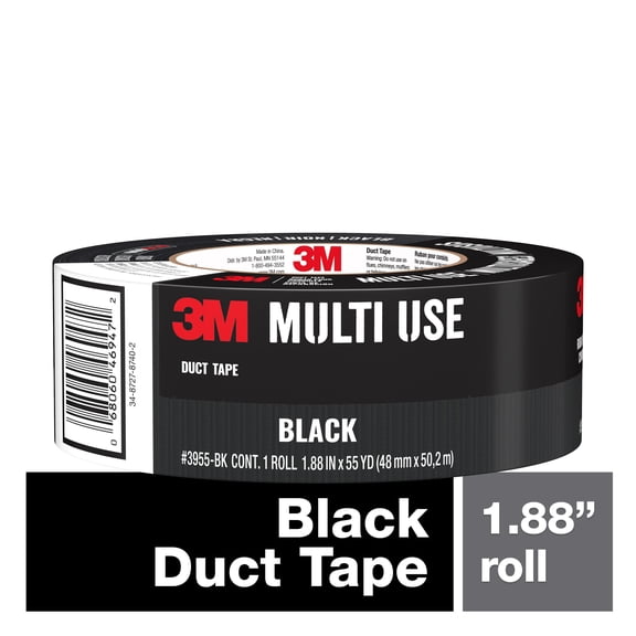 3M Black Duct Tape, 1.88 inches x 55 yards, 1 Roll