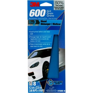 3M Blue Technology Sandpaper , 3 2/3 in x 9 in, 600 Grit, 8-Pack