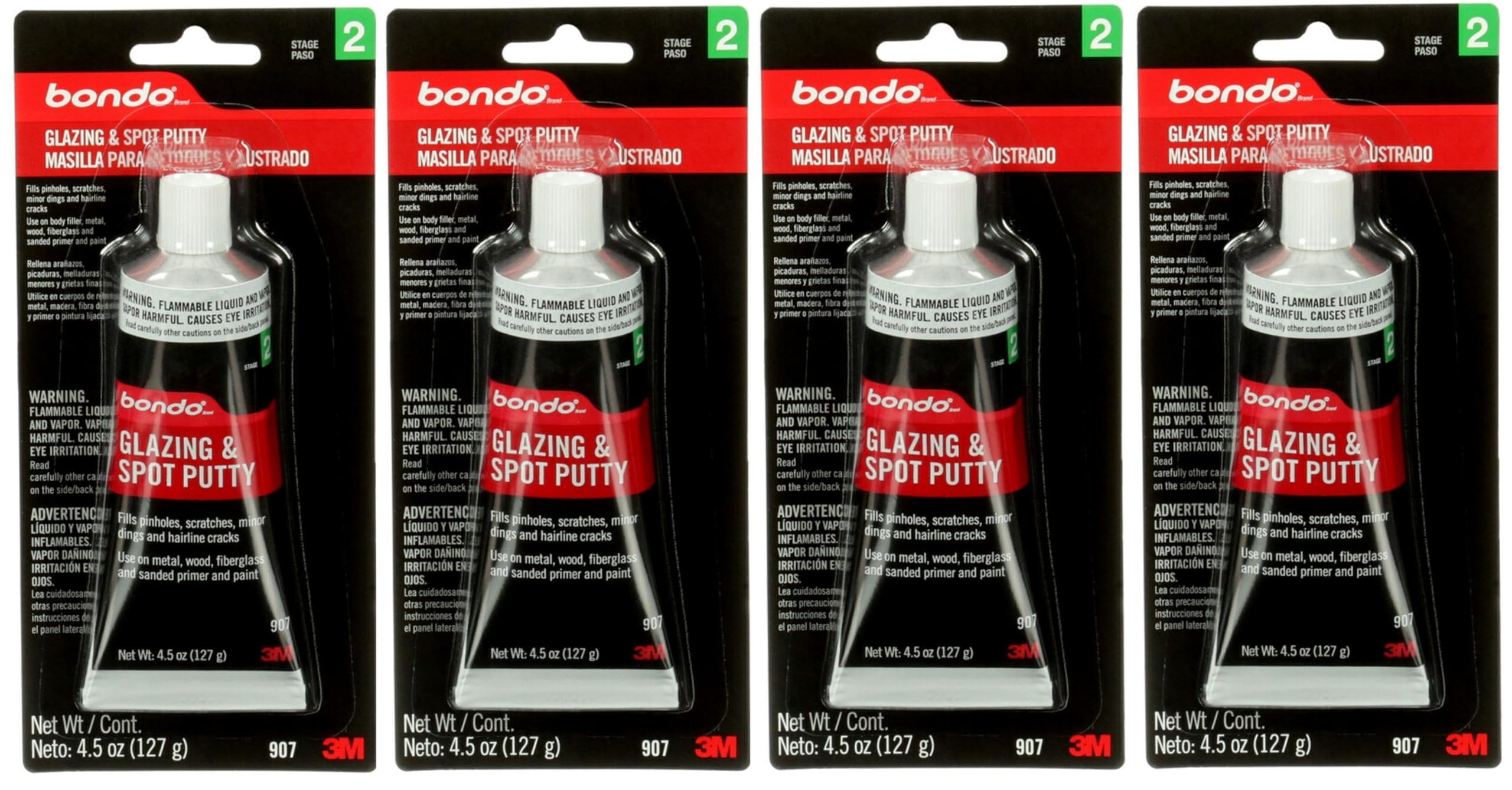 3M Bondo 907 Glazing and Spot Putty 4.5 oz, Fast-Drying, Non-Staining ...