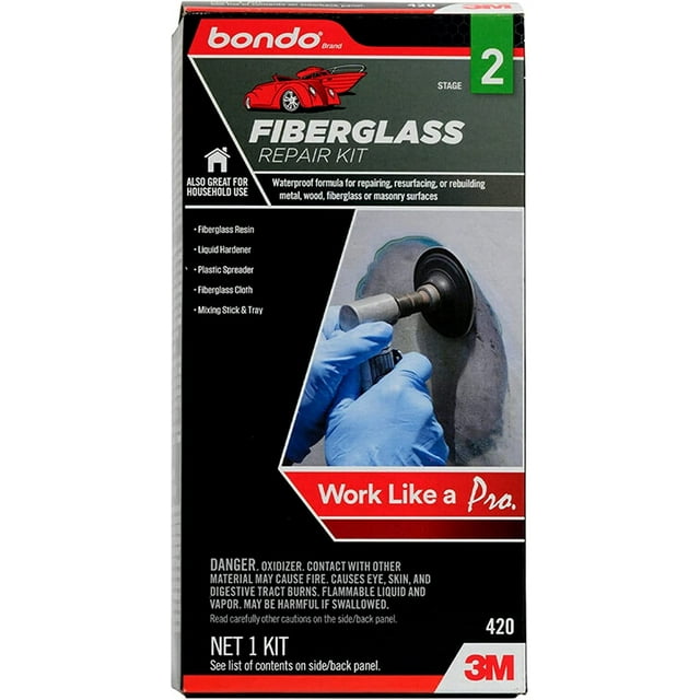 3M Bondo Fiberglass Resin Repair Kit, 00420, 0.45 Pint