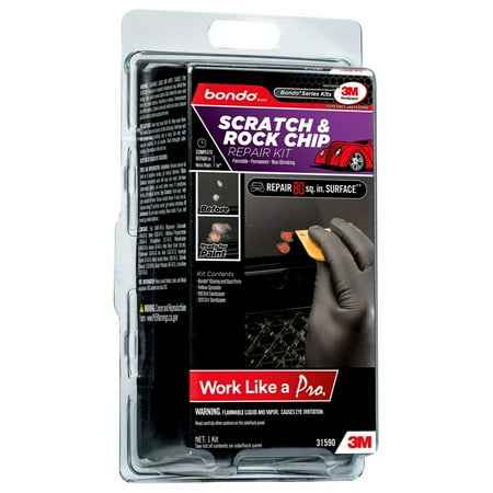 3M Bondo Scratch and Rock Chip Repair Kit, Repairs Autobody Damage, 2 Grits Included