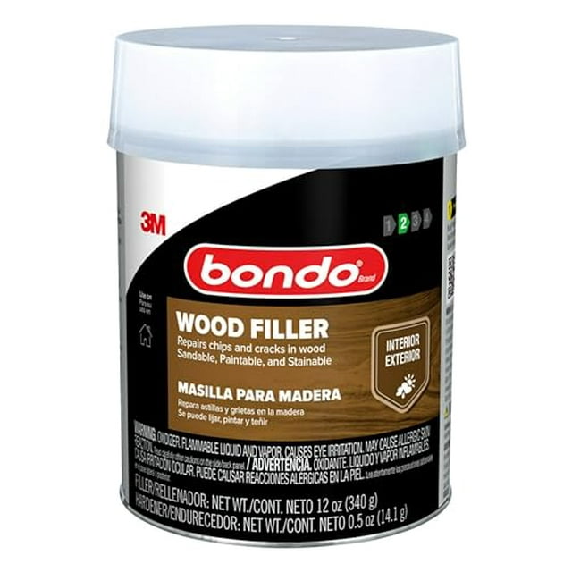 3M Bondo Wood Filler 12 OZ Can with Hardener (Pint)