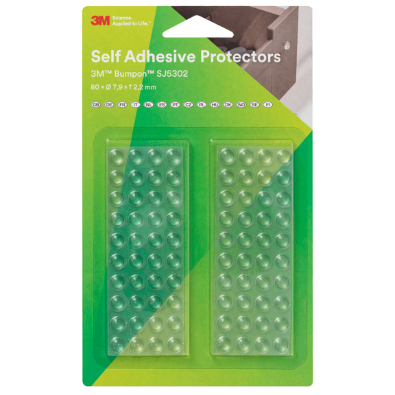 3M Bumpon Self-Adhesive Protectors [Hemisphere]: 0.312 in. width x 0.085 in. thick (Clear) retail-packaged